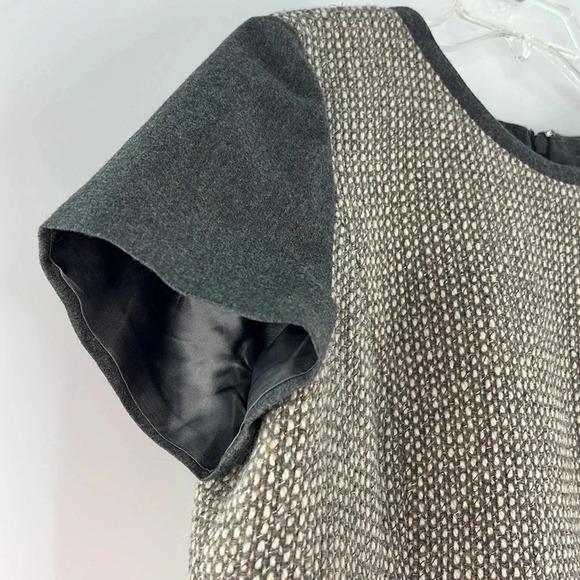 Talbots Tweed Metallic Wool Blend Short Sleeve Shift Dress Lined Size 12 Gray - Picture 6 of 16